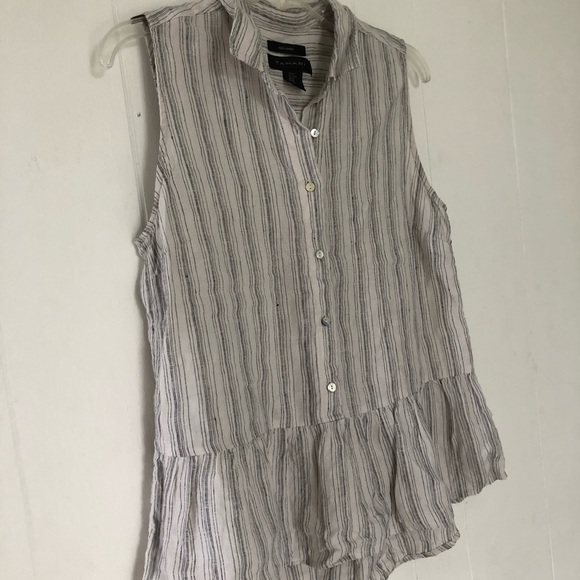 Tahari 100% linen button town sleeveless top - Picture 4 of 8